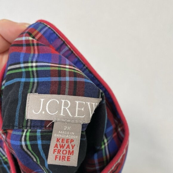 J. Crew Tartan Plaid Holiday 2 Piece Pajama Set Cotton Long Sleeve Pants size 2X - Picture 9 of 11